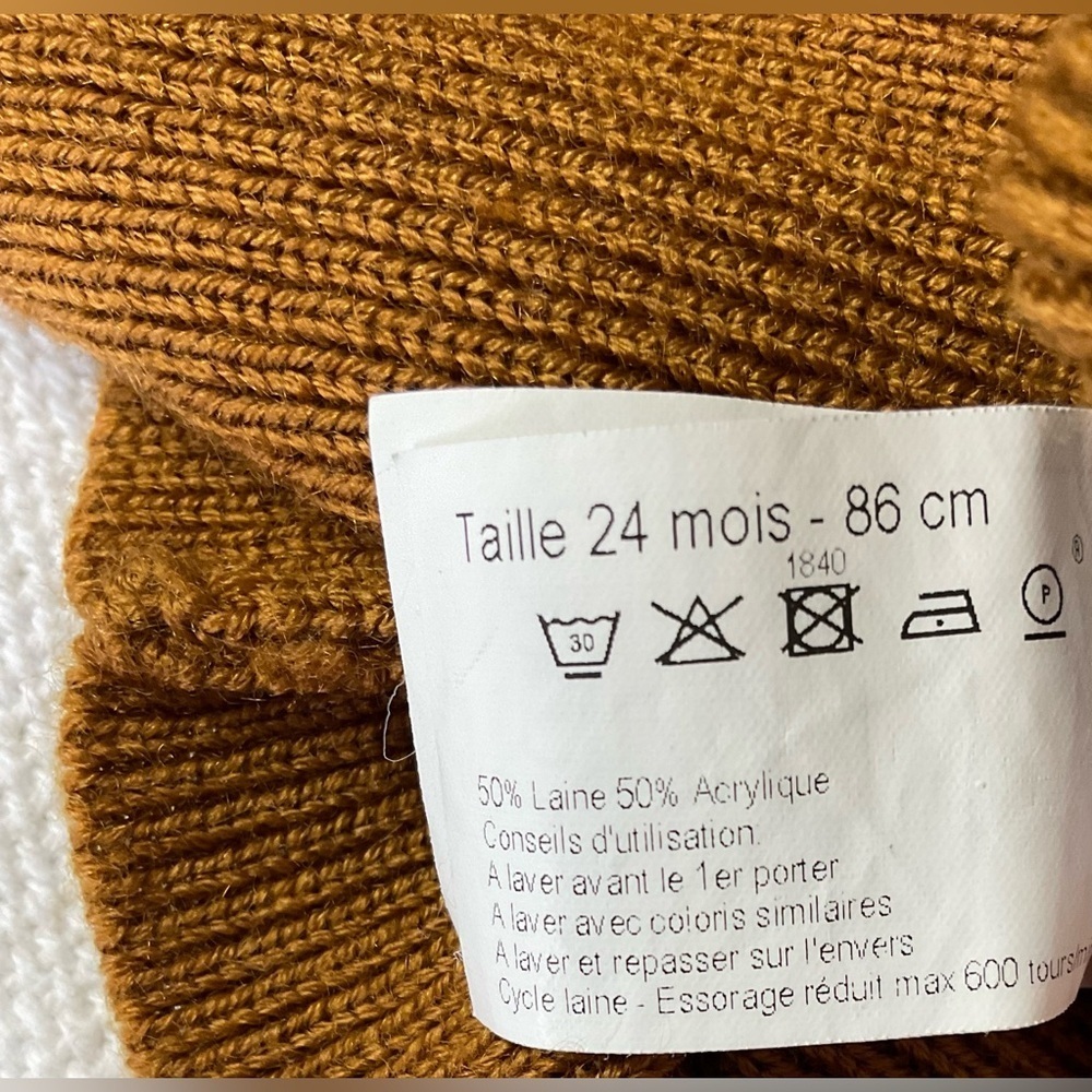 Warm Brown Knit Sweater with Ribbed Neckline - Picture 6 of 6